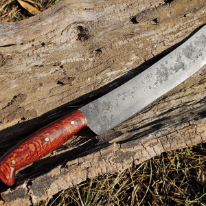 Butcher Knife with Leopardwood Handle Scales